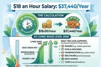 $18 an Hour Salary: $37,440/Year — At Living Wage Level 2026